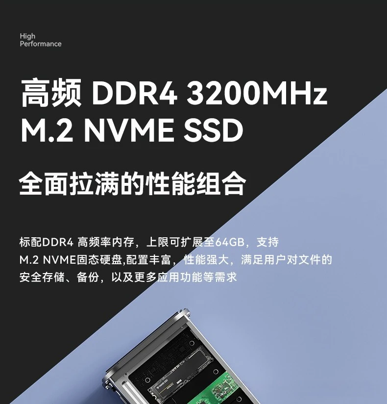 Komputer mini NAS dual network octa-core R7-5825U N150 untuk rumah, kantor, dan game 4K