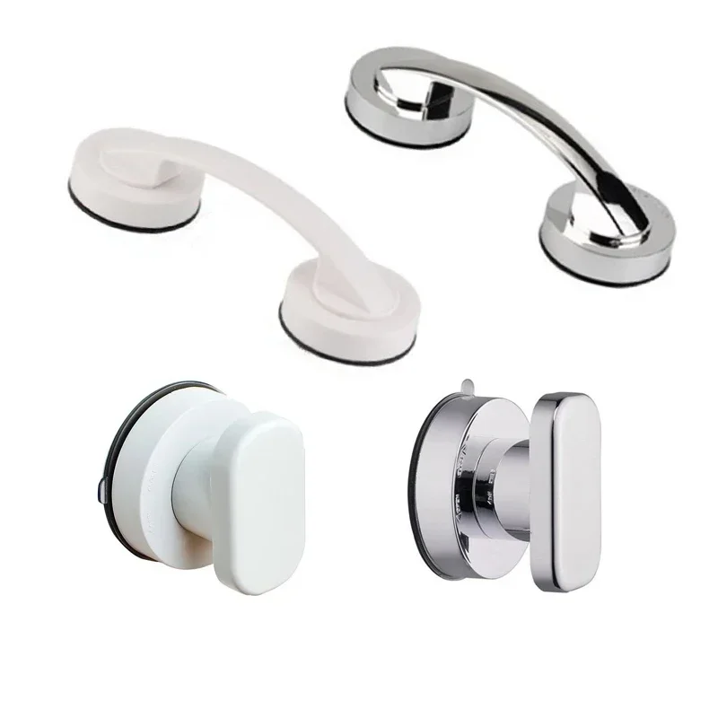 Anti-slip Handrail No Drilling Shower Handle Offers Safe Grip with Suction Cup for Safety Grab in Bathroom Bathtub Glass Door