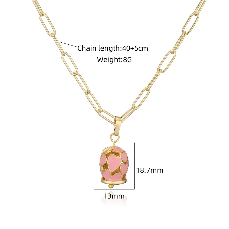 HECHENG ، المينا نازف النفط موضة بسيطة على شكل قلب جرس قلادة البوهيمي عطلة نمط المرأة مجوهرات قلادة 1 قطعة