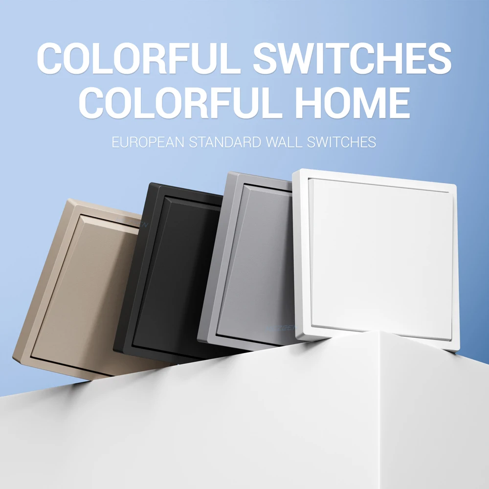 

European standard switch socket 80*80mm white black gold grey switch panel one open single control dual control switch PC panel