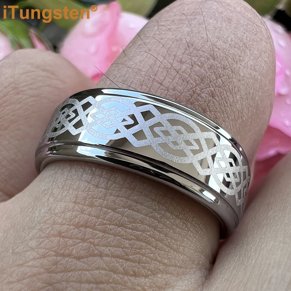 

iTungsten 8 мм, дропшиппинг, мужское и женское вольфрамовое обручальное кольцо, ступенчатые края, лазерная гравировка, бесплатная доставка, удобная посадка