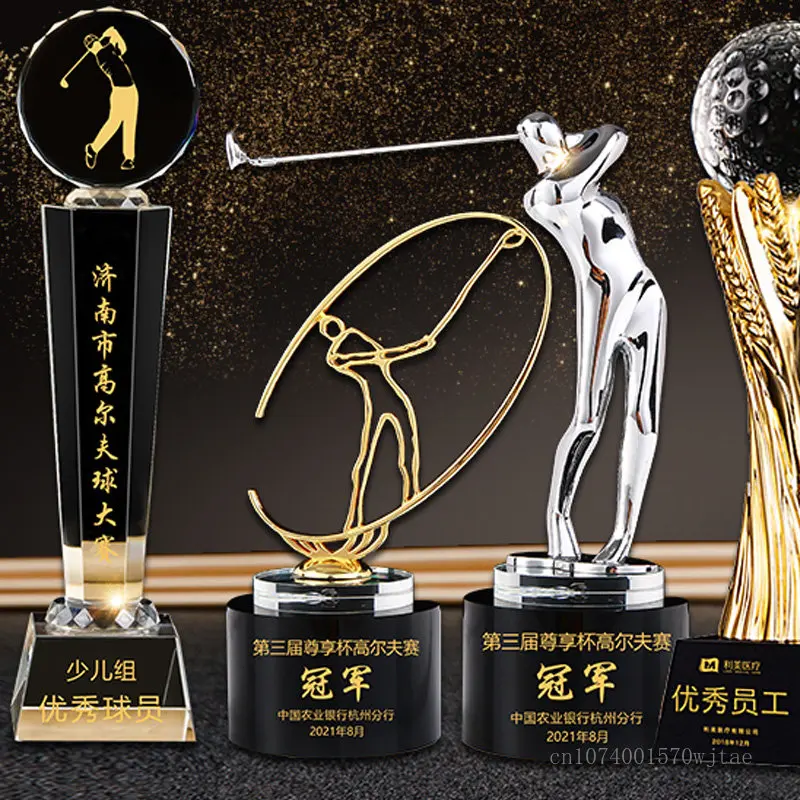 

Customized High-end Sports Golf series Crystal Trophy, One shot Hole, Competition Award Medal Home Decoration Engraving New, 1Pc