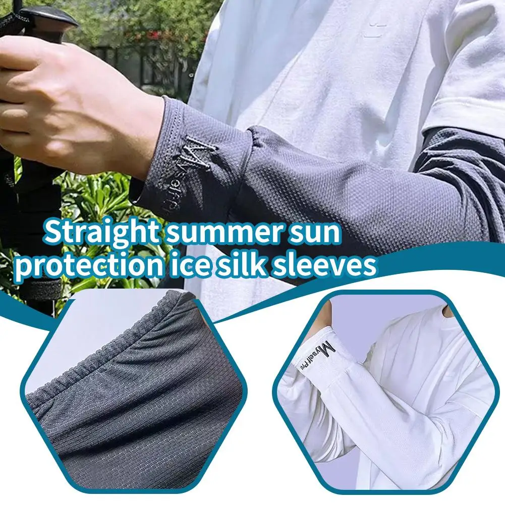 1 Pair Summer Ice Silk Sleeves Loose Breathable Arm Sun Screen Protection Arm Cycling Loose UV Sleeves Sleeve Protection G7N2