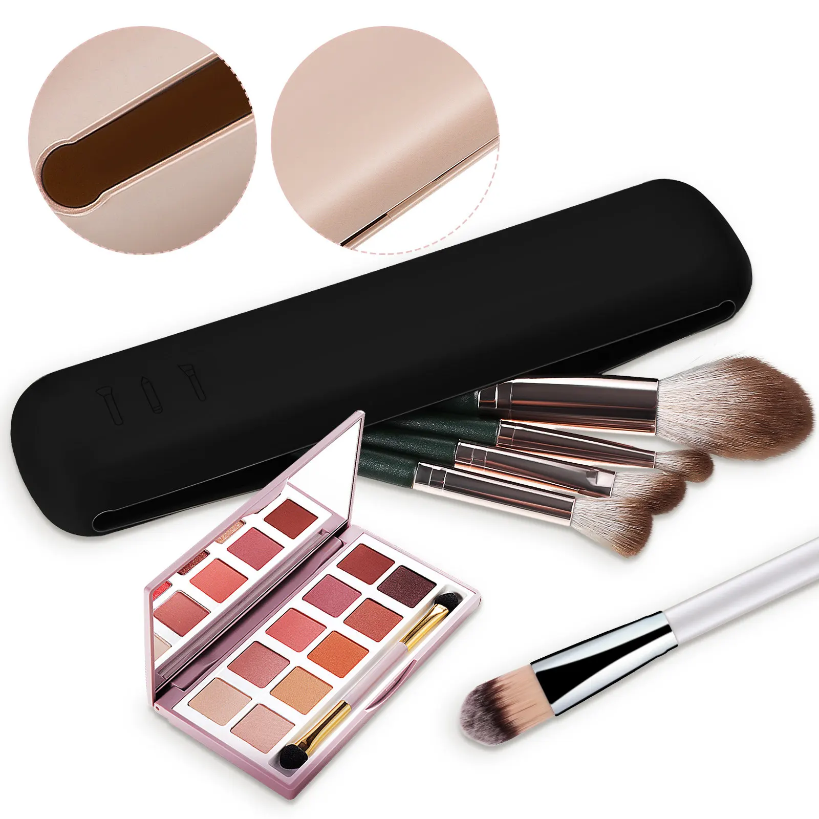 

2Pcs Travel Makeup Brush Case Premium Silicone Brush Container Portable Organizer for Home Or Outdoor Use