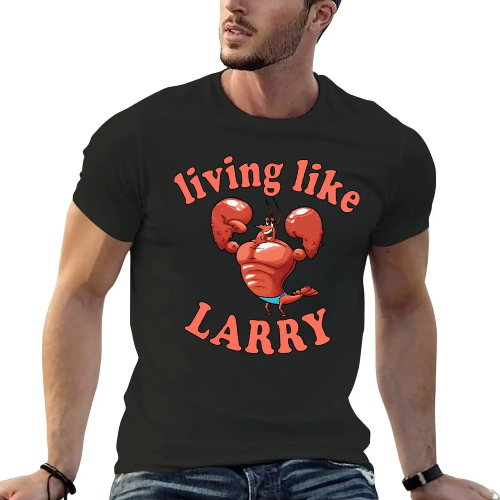 Living like larry T-Shirt blanks customs sweat graphic t shirt vintage shirts men