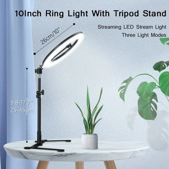Desktop Overhead Tripod for Phone with 10''Ring Light Adjustable Cellphone Bracket for Video Shooting Photography Live Streaming - Image 3
