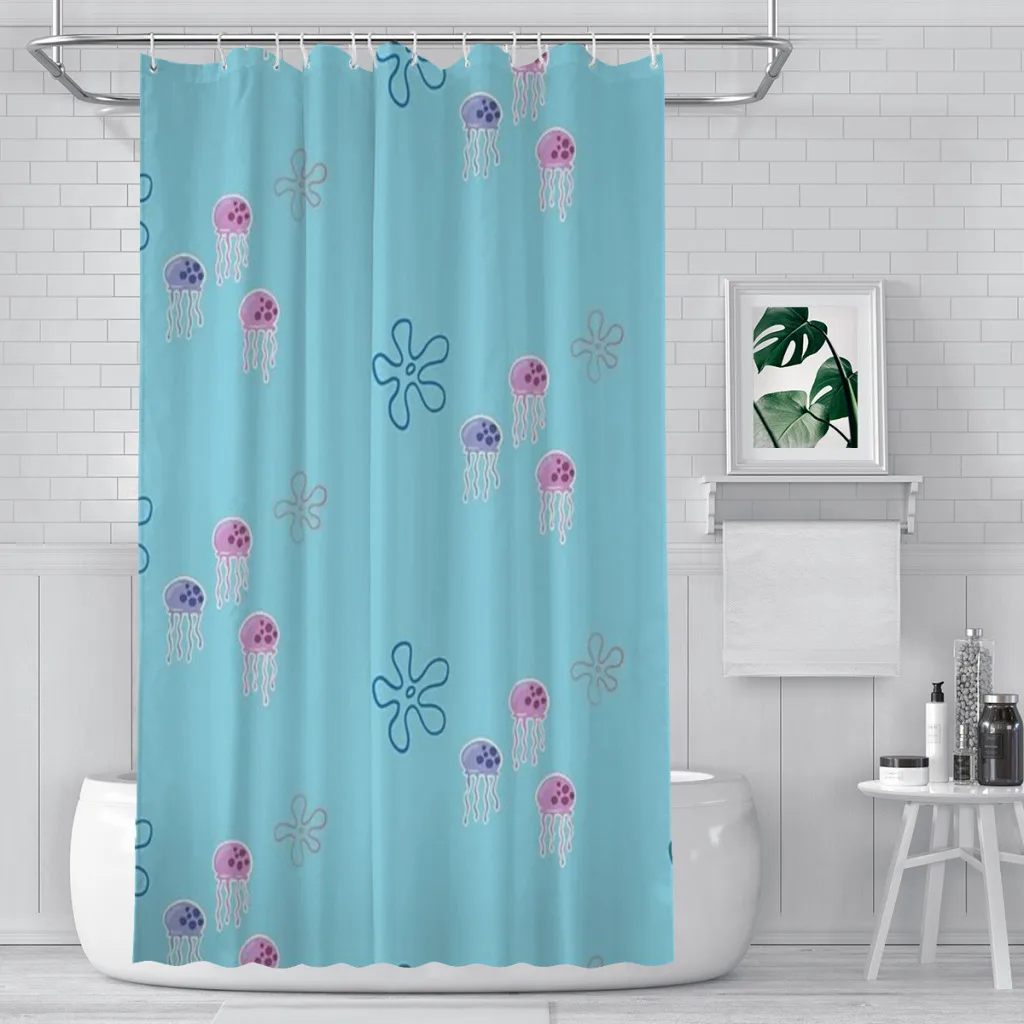 S-Sponge:Bob jellyfish pack Shower Curtain for Bathroom  Aesthetic Room Decoration