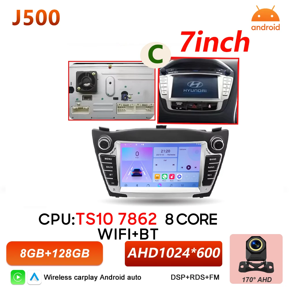 Android Auto autoradio voor Hyundai IX35 Tucson 2 LM 2009 - 2015 Carplay multimediaspeler autoradio BT Wifi 5G touchscreen DSP