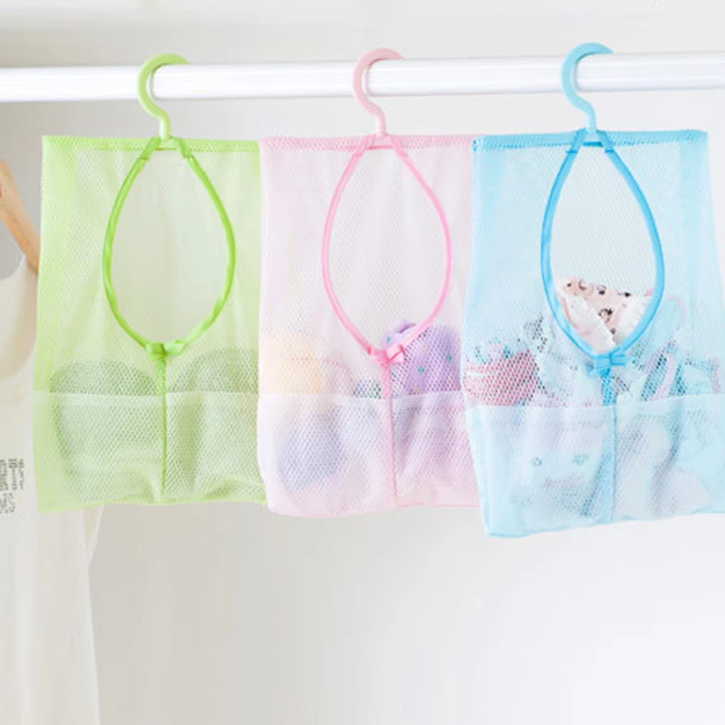 Useful Kitchen Bathroom Hanging Storage Clothespin Mesh Bag Organizer with Hook for Bath Swimming Kids Toys Storage Baskets