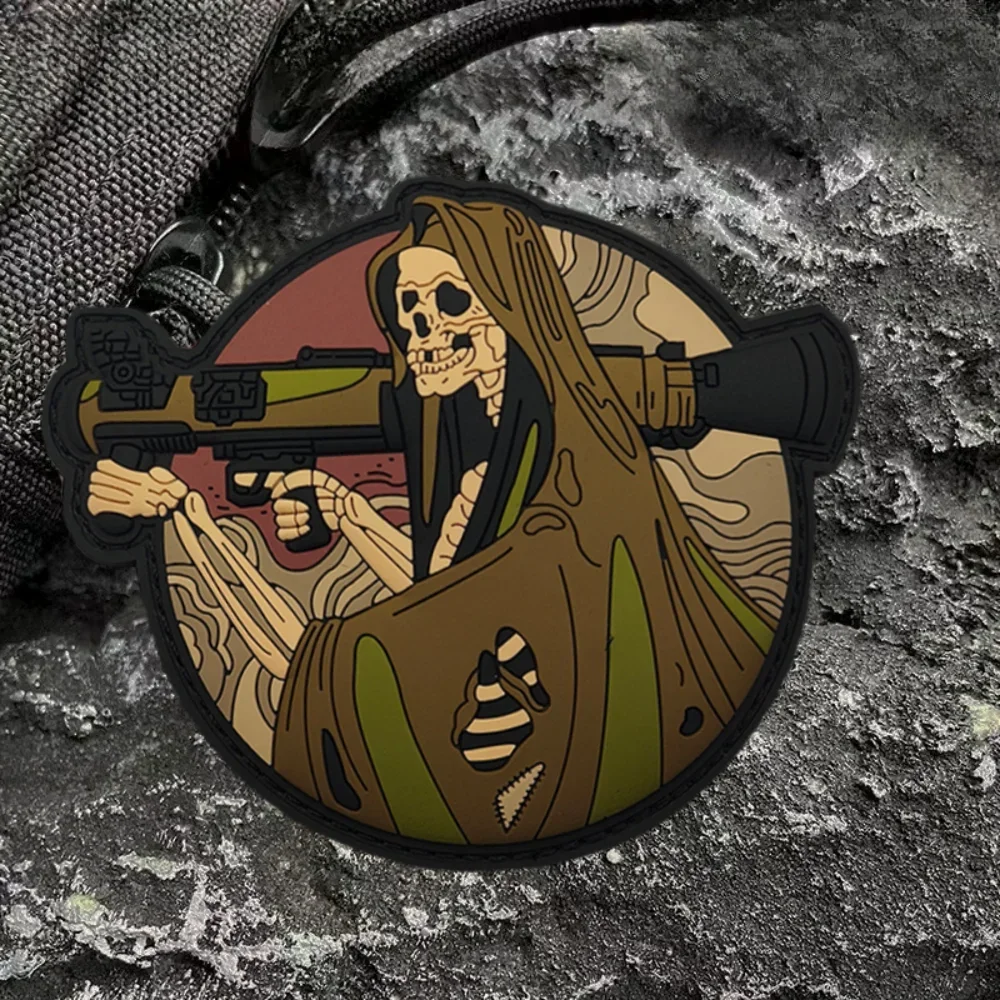 Death Grip Skeleton PVC Morale Badge PVC Tactical Patch Hook and Loop Patches Military Bone Spear Skul Armband Backpack Stickers