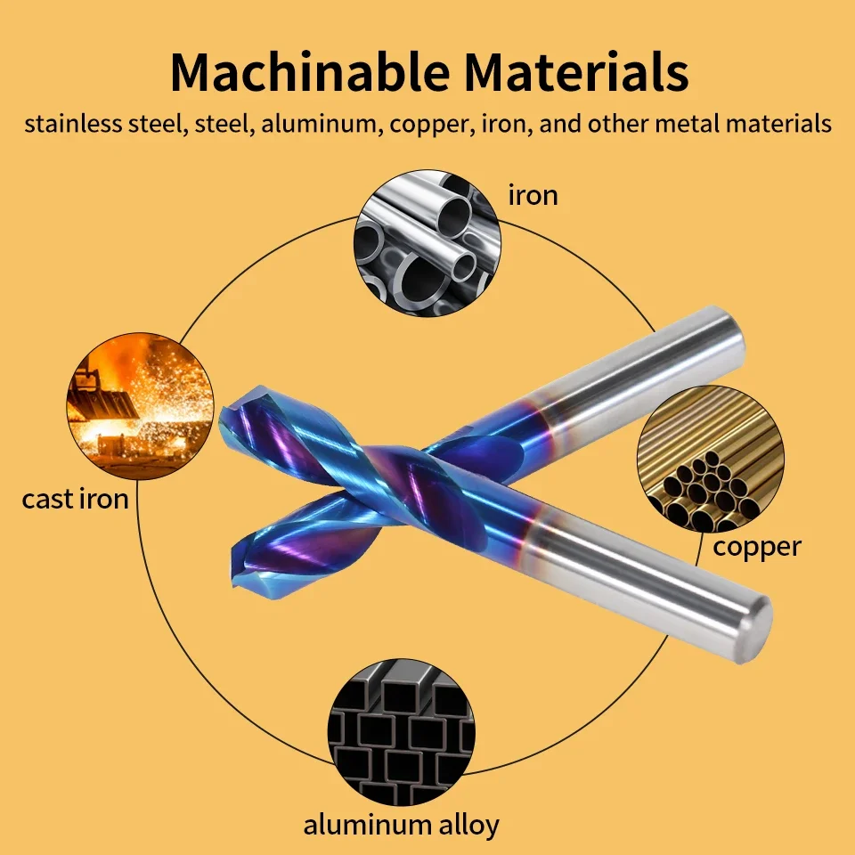 SIQICNC HRC65 °   Punte da trapano per metallo con punte in carburo di tungsteno per la lavorazione dei metalli dura Utensile per foratura in acciaio per tornio CNC 0,5-20,0 mm