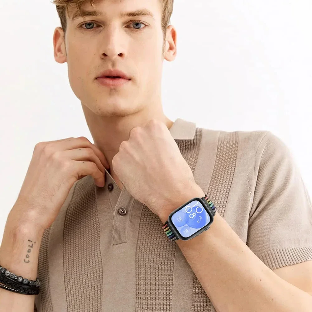 Cinturino sportivo con anello in nylon per Huawei Watch Fit 3 cinturino di ricambio traspirante per accessori Huawei Watch Fit 4/4pro