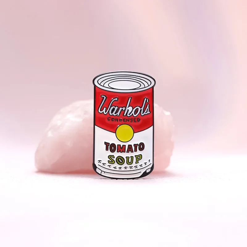 Warhol الطماطم حساء المينا دبوس البوب الفن الإبداعية يمكن بروش التلبيب على ظهره شارة مضحك مجوهرات اكسسوارات هدية للأصدقاء #5