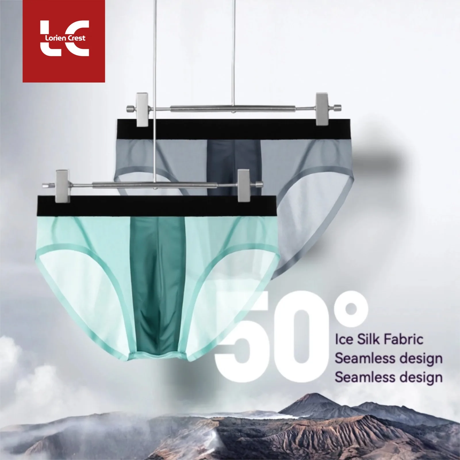 

4pcs LORIEN CREST ice silk Men's underwear seamless ultra-thin double-layer crotch breathable men's briefs mid-waist sexy&light