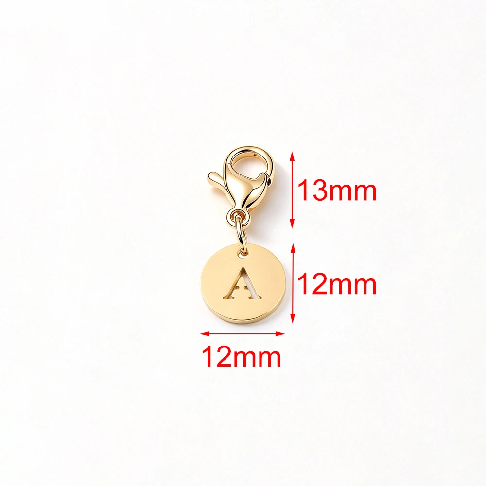 Fnixtar 26pcs A-Z Round Metal Letters Stainless Steel Keychains Car Key Ring for Couple 26 Initial Name Jewelry Bag Accessory