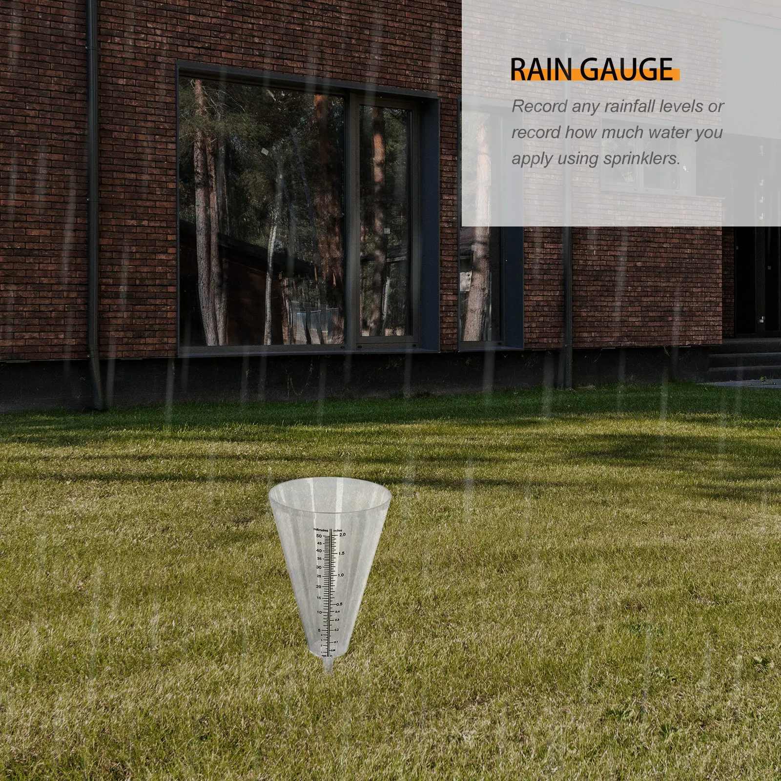 

1Pcs Rain Gauge Cone Shaped Plastic Transparent Rainfall Meter Outdoor Garden Farming Measuring Spike Rain Gauge