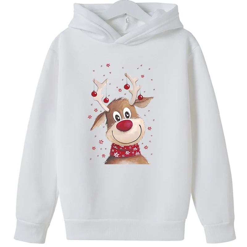 Christmas Deer Children\'s Hoodie Hoodies Pullover Boys and Girls Outdoor Sports Leisure Autumn and Winter Fleece Kids Clothes