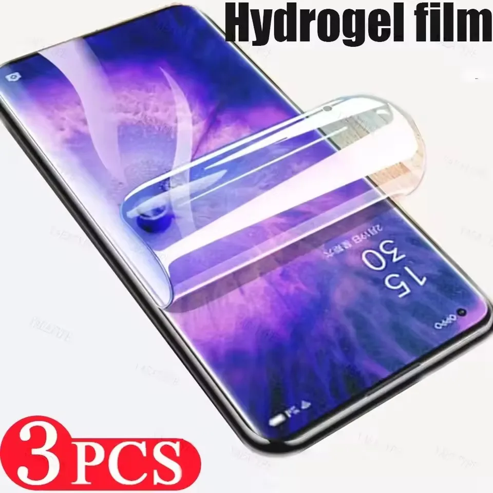 3 uds película de hidrogel para Realme C11 C12 C20 C21 C15 C17 C25 C3 C31 C35 C67 Protector de pantalla de cubierta completa