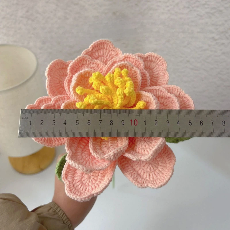 Finished Handmade Crochet Heavy Craft Extra Large Peony Bouquet Artificial Flower Yarn Knitting Gift for Friend or Mother