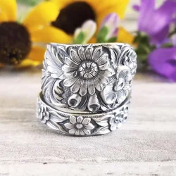 New Sunflower Dark Series Flower Ring with Colorful Flowers for Women's Engagement   Adjustable Opening