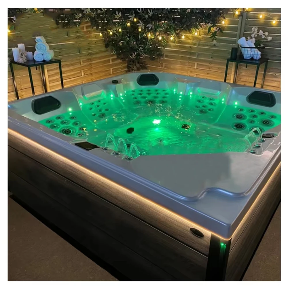 &c Modern Villa Balboa Control Acrylic Outdoor Spa Hot Tub Pool with Hydrotherapy and Square Design