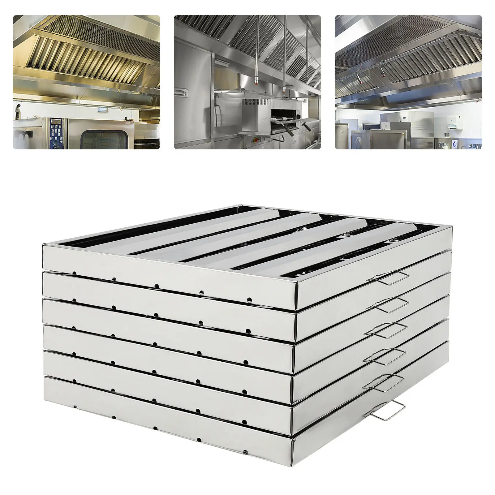 

6Pcs 19.5*24.5*1.77in Commercial Hood Filters 430 Stainless Steel Hood Grease Filter Baffle
