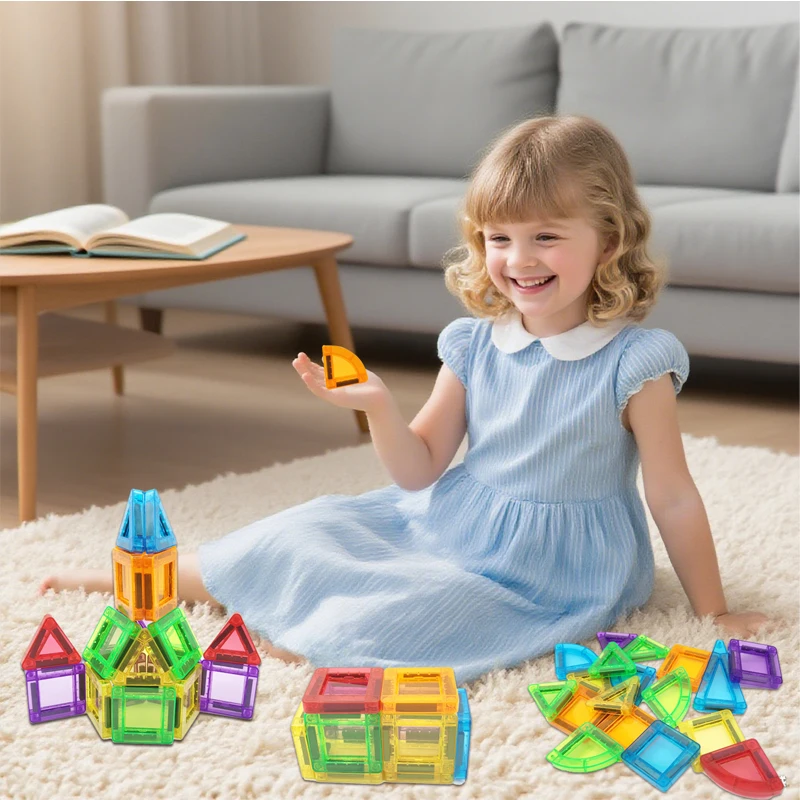 24-54 قطعة اللبنات المغناطيسية الصغيرة المغناطيس بلاط البناء الطوب لغز المحمولة مجموعة لعبة تعليمية للأطفال هدية