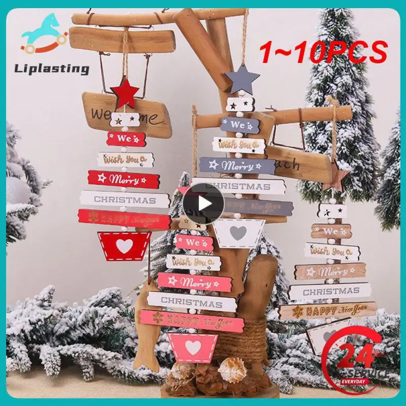 1~10PCS Christmas Tree Ornament Natural Wooden Hanging Pendants Gifts Home Ornament Hanging Door Decorations Xmas Tree Home