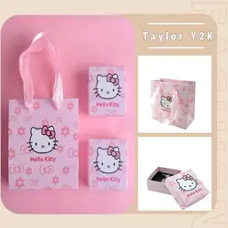 Sanrio Hello Kitty hediye kutusu Kawaii Anime Y2K tatlı takı saklama kutusu moda orijinal High-End küpe kolye kutusu kutu