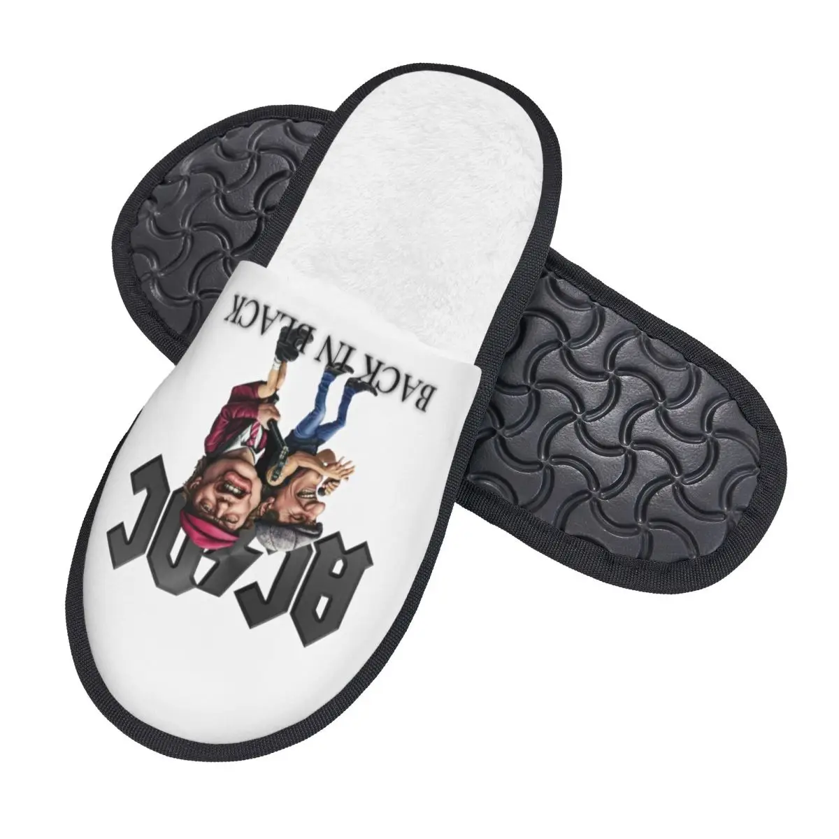 Custom Heavy Metal Rock AC DC Memory Foam Slippers Women Comfy Warm House Slippers