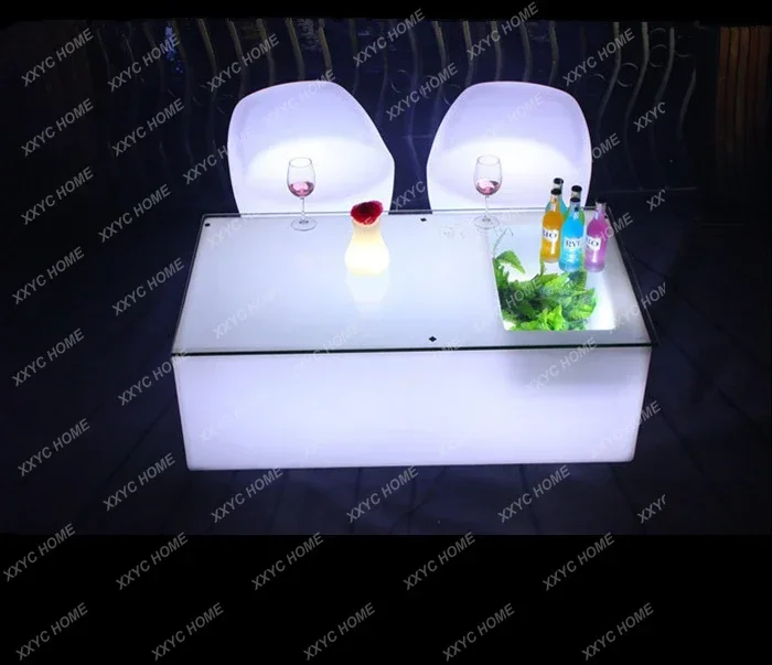 Promotional LED luminous KTV creative wine bar counter box coffee table combination outdoor leisure luminous furniture table