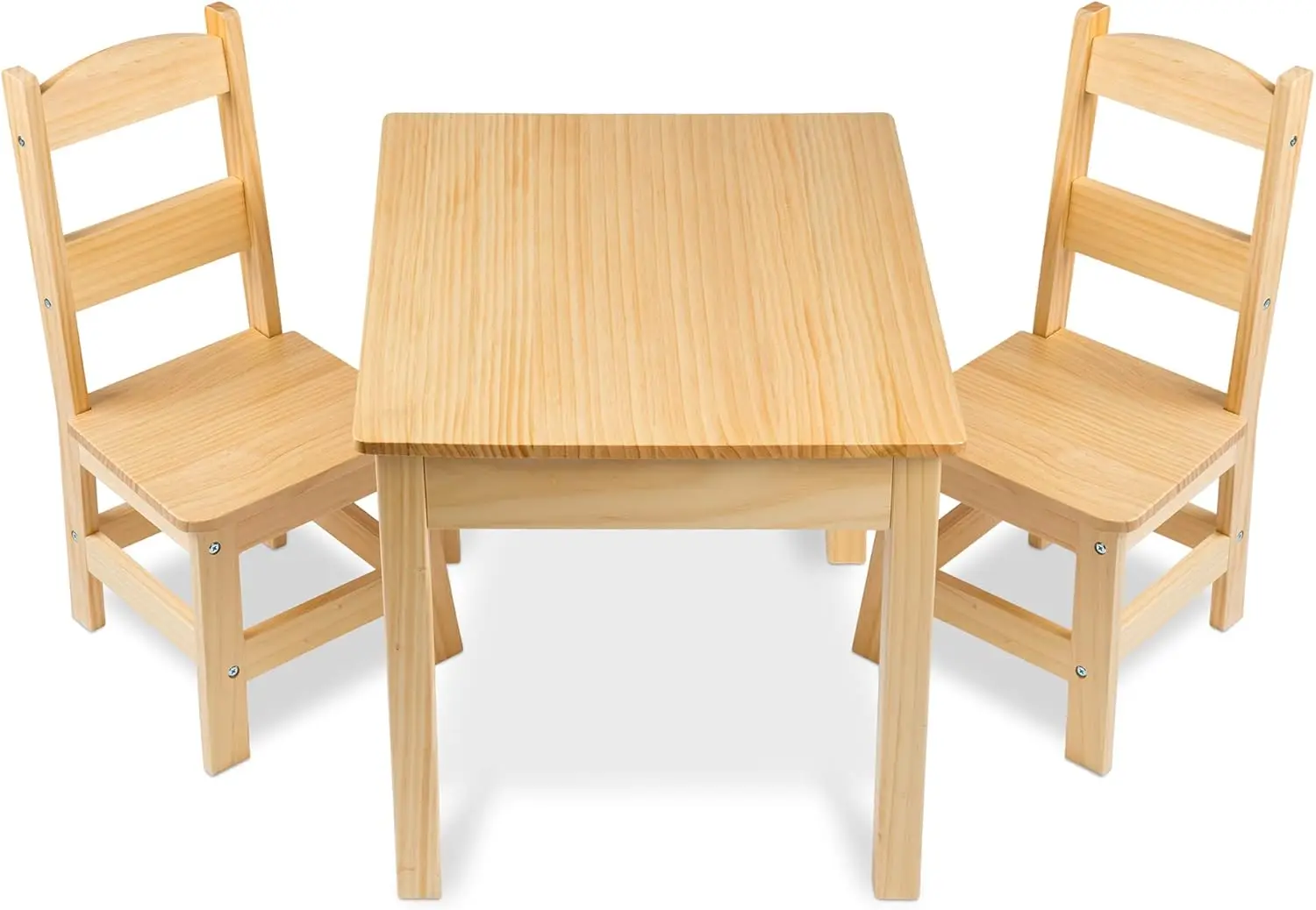 Solid Wood Table and 2 Chairs Set - Light Finish Furniture for Playroom