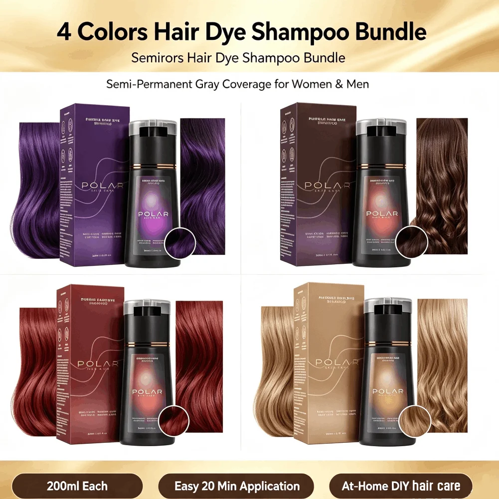Semi Permanent Hair Dye Shampoo Natural Formula Gray Hair Coverage Shampoo For Women Men Multiple Color Black Brown Purple