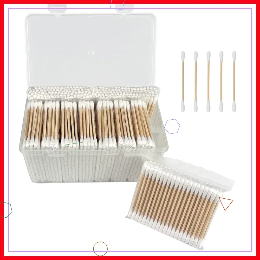 

Bamboo Cotton Swabs 1000 Count - Natural Organic for Ear, Makeup, Cleaning