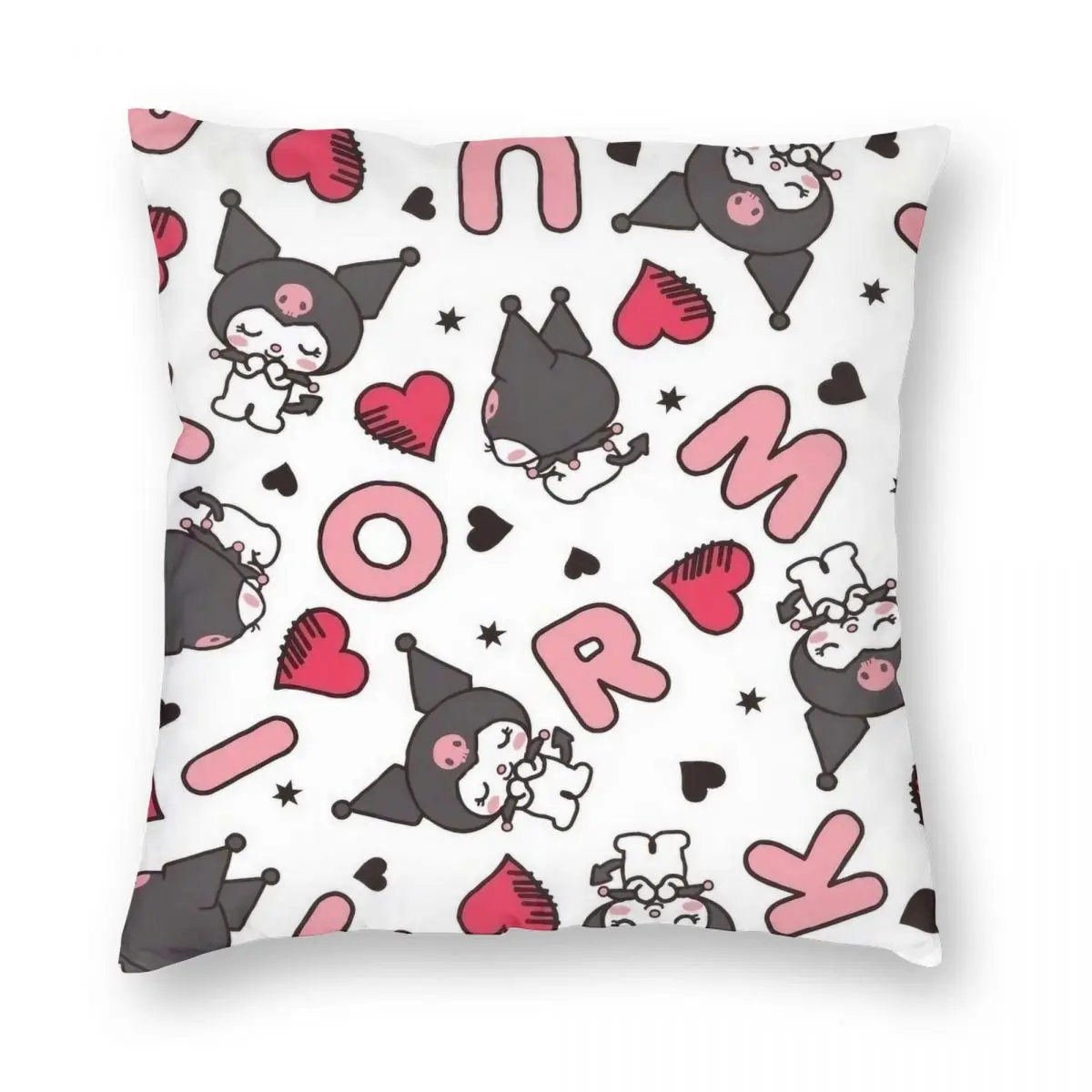 Kawaii Sanrio Kuromi Cartoon Pillowcase Printed Polyester Cushion Cover Decorative Throw Pillow Case Cover Bed 45X45cm