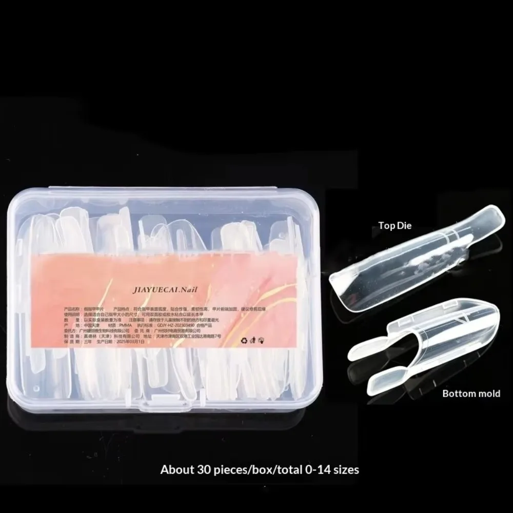Durable Rocket Shape Nail Forms Reusable 30pcs Full Cover Nail Molds Quickly Extend Top & Bottom Dual Nail Forms Nail Extension