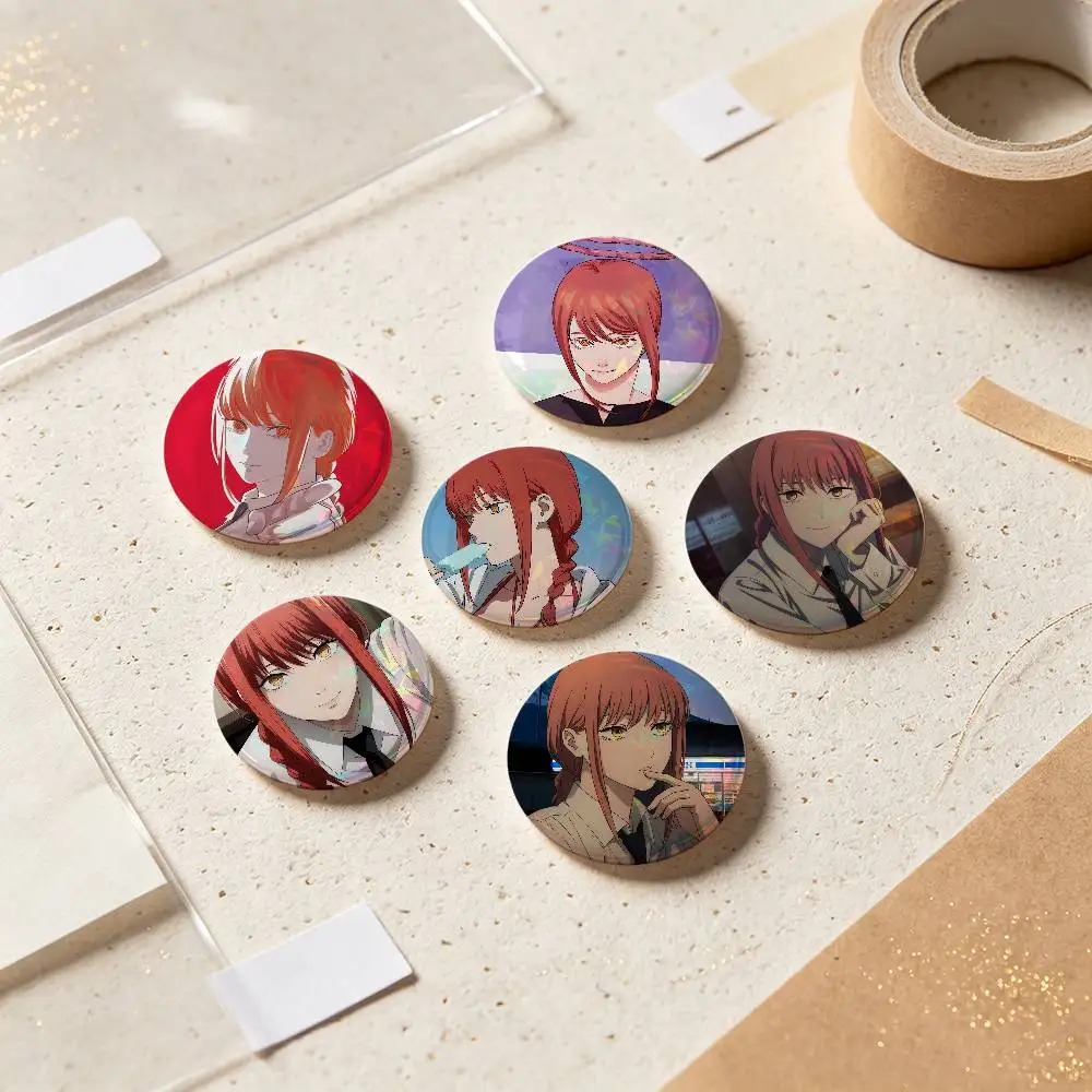 Makima Anime Figure Badges 25 32 44 58 75 Mm Round Cosplay Pin Bag Decor Fans Collect Friends Gifts Brooch Souvenir