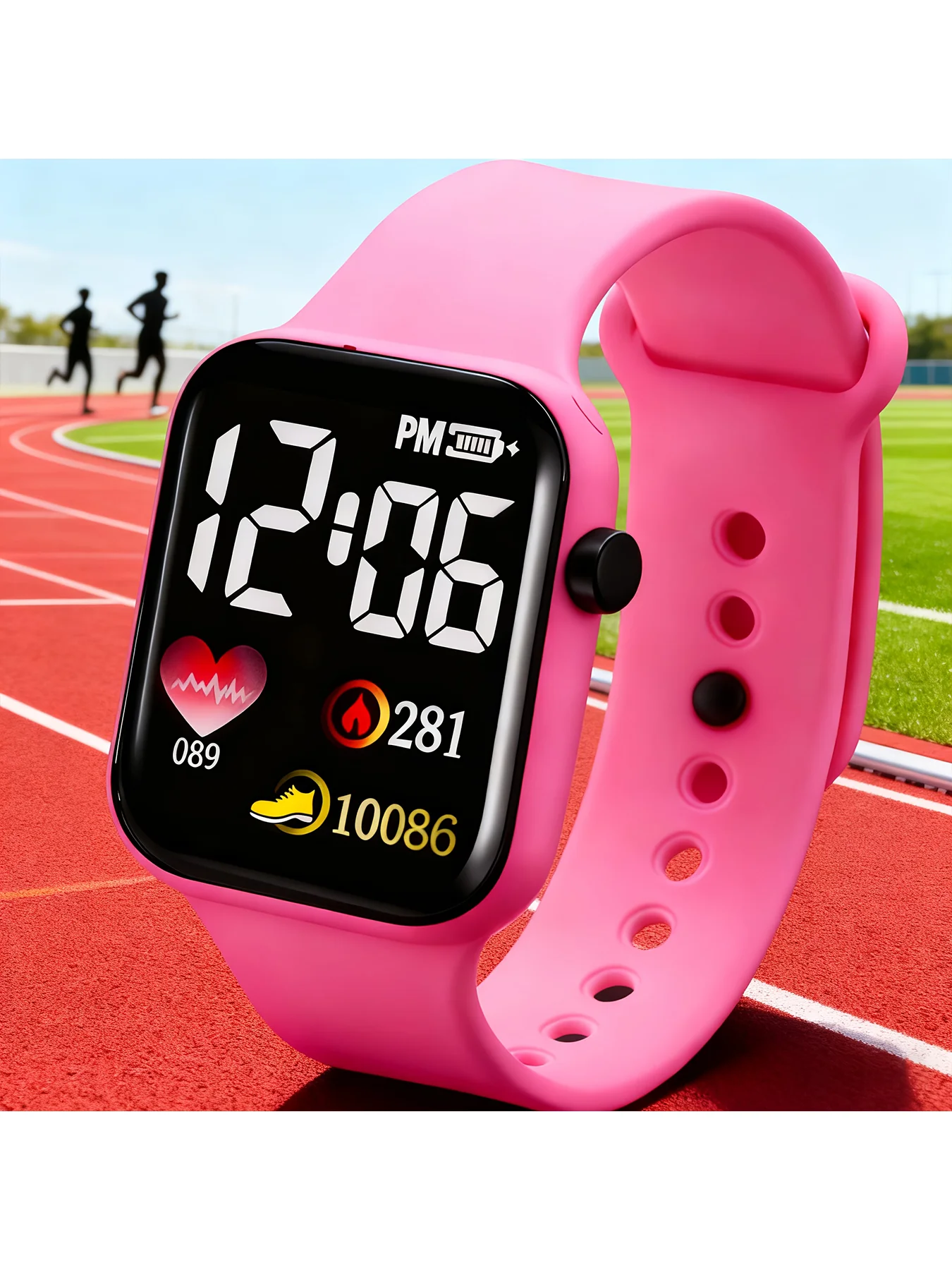 1 piece square unisex electronic watch with large LED digits, simple style electronic wristwatch for men and women