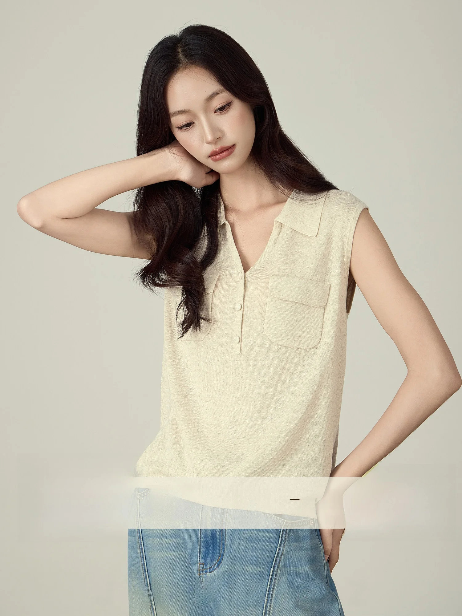 

Rising Small Size Svel Knitted Vest Women Summer Thin Outerwear Design Loose irt Comfortable Breathable Casual Top