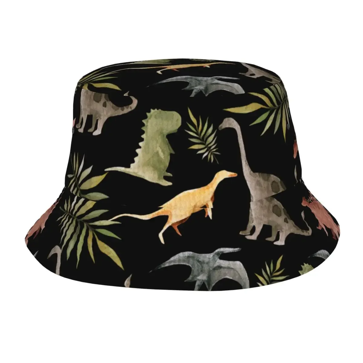 Street Cute Watercolor Dinosaur Bucket Hats Girl Packable Hiking Fishing Hats Bob Hat