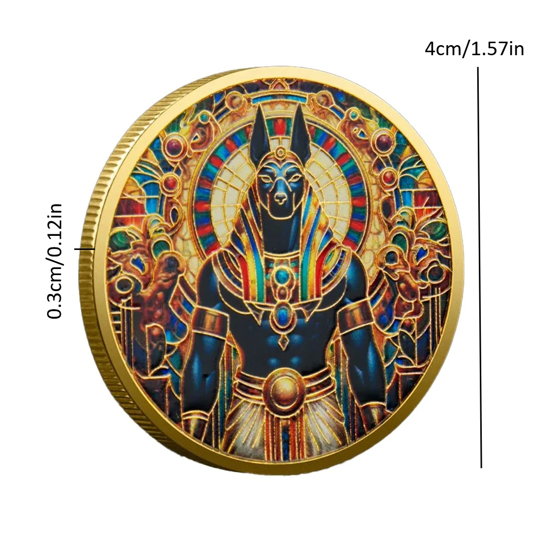 Gold Plated Dog Head God Nubis Souvenir Coin Ancient Egyptian Guardian of The Dead Collectible Coin 4