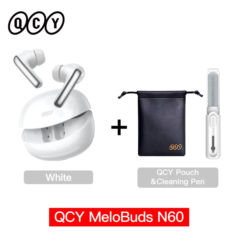QCY MeloBuds N60 HT19 Draadloze Bluetooth 6.0-oortelefoon 56dB Hybrid ANC LDAC Hi-Res Audio met coaxiale oordopjes met dubbele driver 45 uur