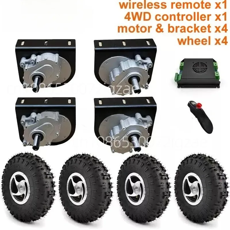 4WD 1000W Electric Four Drive kit 4.10-4 Off-road Tires 10 Inch Wheel Hub Cart 250W Motor With Wireless Remote Control