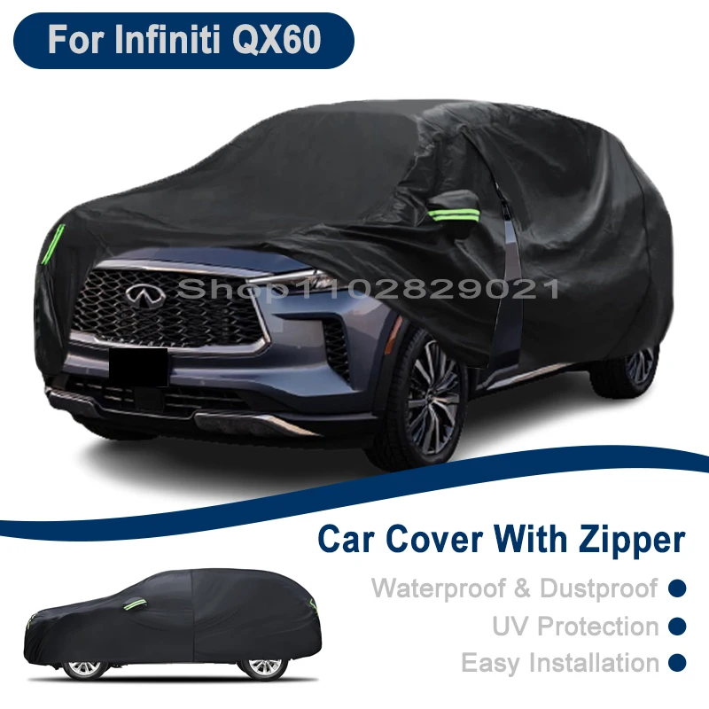 

Outdoor Full Vehicle Cover For Infiniti QX60 - Side Zipper Design, Waterproof Dustproof Sun Protection Car Cover