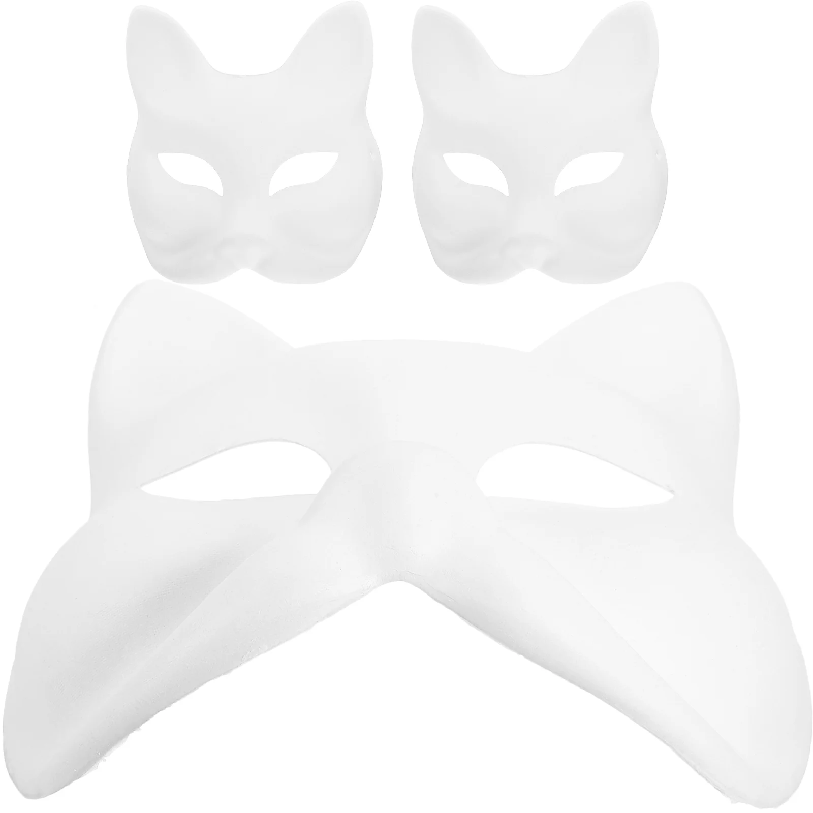3 Pcs Decorate DIY Blank Hand Painted Fox Mask Bridegroom Face Furry Paper Masquerade Masks