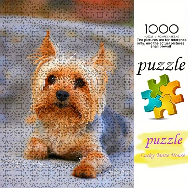 1000 قطعة من ألغاز الورق DIY، ألغاز الحيوانات الأليفة اللطيفة على شكل جحر يوركشاير، مادة البطاقة البيضاء عالية الجودة، مناسبة للوالدين والشباب #1