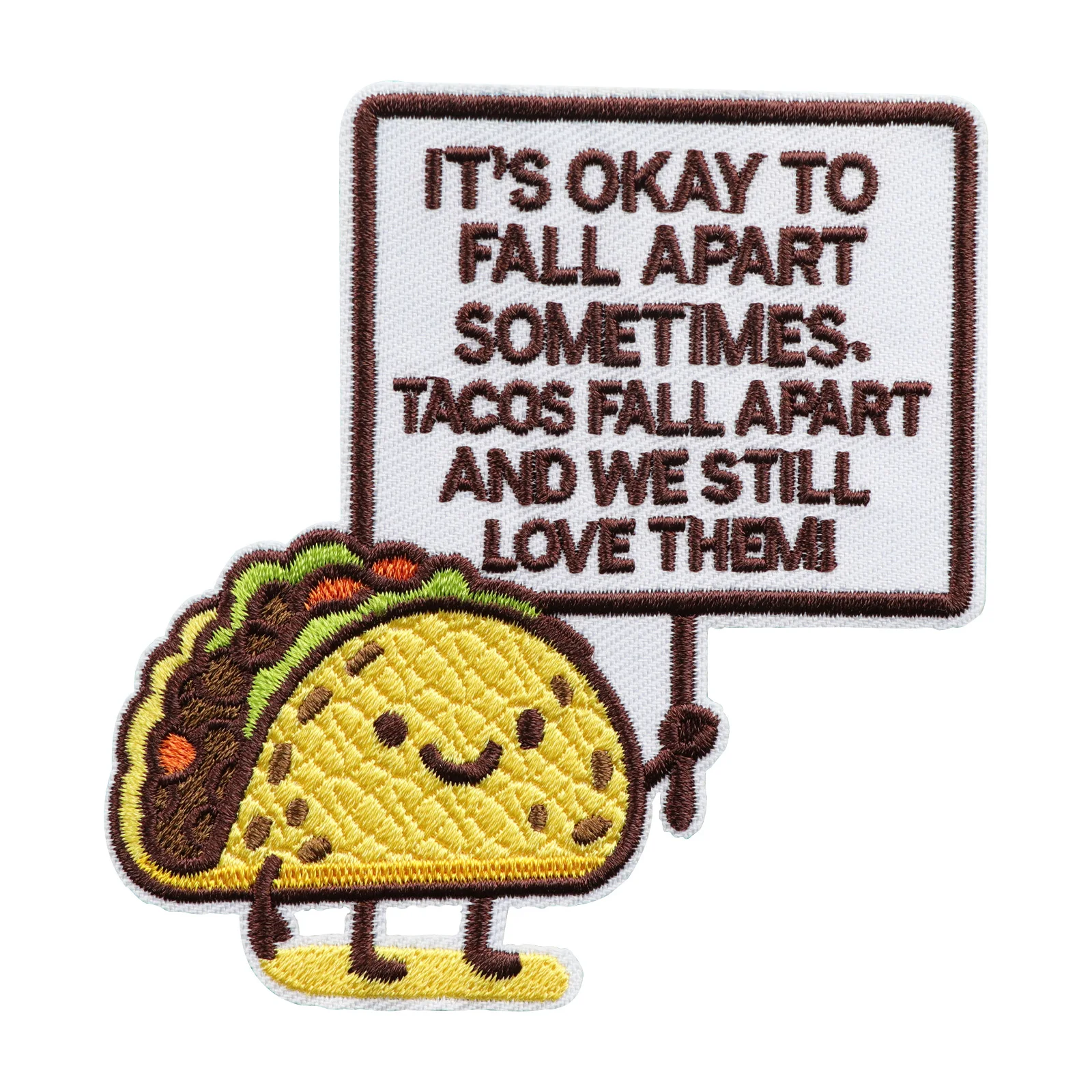 1PC Healing Taco Iron-On Embroidery Patch, Suitable for DIY Accessories on Clothing, Bags, and Hats, Emotional Support Gift