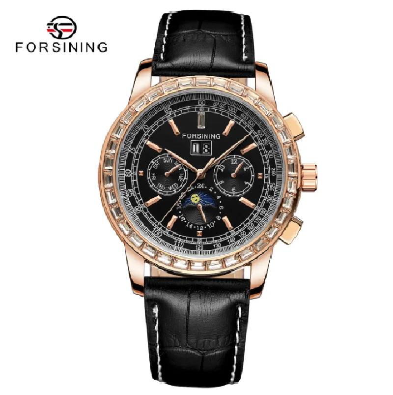 Forsining 399 Factory Men Watches Automatic Mechanical Clock 30M Waterproof Leather Design Reloj de hombre Free Shipping 2023