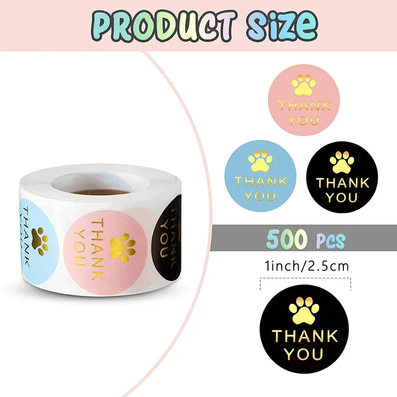 Dog Paws Print Sticker Thank You Labels Sealing Sticker Decorative Sticker Labels Envelope Sticker Animal Sticker