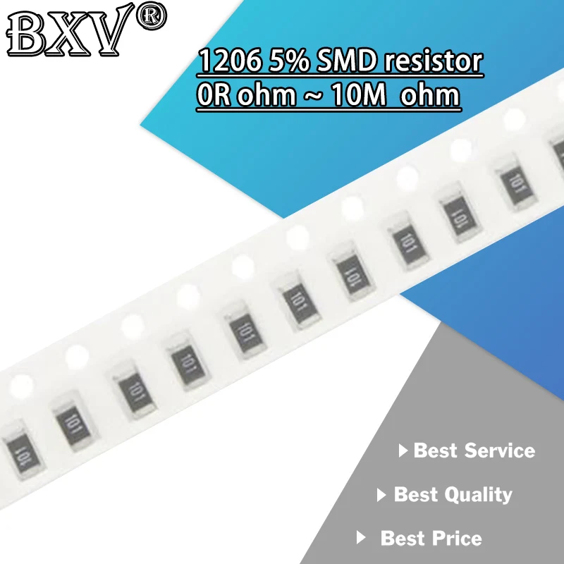 100PCS 1206 5% SMD Resistor 0R ~ 10M 1/4W 0 1 10 100 150 220 330 Ohm 1K 2.2K 10K 100K 0R 1R 10R 100R 150R 220R 330R 1M 10M